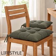 6 Pcs Comfortable Indoor & Outdoor Seat Pads For Kitchen, Dining, Garden, Balcony & Patio Chairs In Turkey - Olive Green - View 3