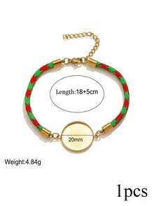 1 Pc. Stainless Steel Blank Round Bead Bracelet, Colorful Braided Cord, Adjustable Bracelet, DIY Jewelry Making - Bracelet Base - View 8