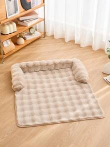 Faux Rabbit Fur Pet Sofa Pad, Pet Sofa Accessory, Thickened Pet Bed-Style Sofa Cushion, Pet-Friendly Sofa Seat Pad, Non-Slip Bottom, Easy To Clean, Suitable For Cats And Dogs - Khaki - View 4