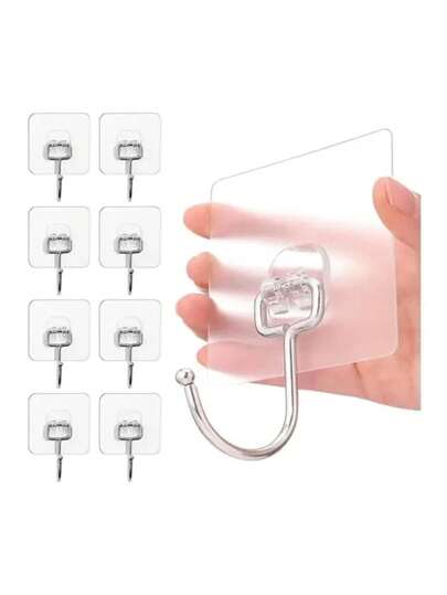 1-30pcs Adhesive Wall Hooks, Heavy Duty Waterproof Rust-Proof Sticky Hooks, No Damage Kitchen Bathroom Rental Wall Hooks