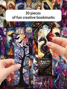 30pcs Gothic Style Window Flower Bookmarks, Creative Bookmarks Suitable For Library Cards, Marking Cards, Decorative Cards, Message Cards, Paper Multi-Functional Reading Cards, Back To School Supplies, Birthday Holiday Gifts, Party Gifts - 30pcs - View 5