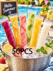 Transparent Self-Sealing Popsicle Bags, Suitable For DIY Popsicles, Juice, Yogurt And Frozen Desserts - Random - View 9