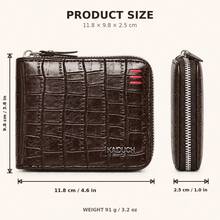 HOVI'S 1pc Black Crocodile Embossed PU Leather Men's Short Wallet, Multi-Functional Large Capacity Zipper Wallet, Card Slot Design + ID Window + Coin Compartment, Full Zipper Closure Business Casual Wallet, Suitable For Commuting, Travel, Daily Use For Men - Brown - View 7
