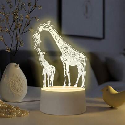 Giraffe Pattern Acrylic LED Night Light, USB Powered Warm Table Lamp, Cute Animal Art Decor, Adorable Bedroom Desktop Home Decoration, Sweet Birthday Holiday Gift For Animal Lovers