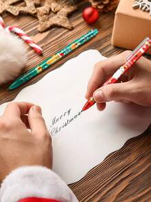 12 PCS Cartoon Christmas Gel Pen Set, Assorted Styles, 0.5mm Black, Back-To-School Season, Exam Practice Pens, Christmas Gift, New Year Gift - Multicolor - View 3