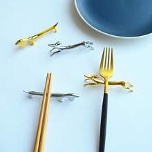 1pc Dog & Deer Spoon, Fork, Chopstick Holder, Stainless Steel Chopstick Rack, Tableware, Kitchen Accessories, Table Decor, Desktop Ornament, Gift For Relatives And Friends, Christmas Holiday Gift Bag Filler - View 2