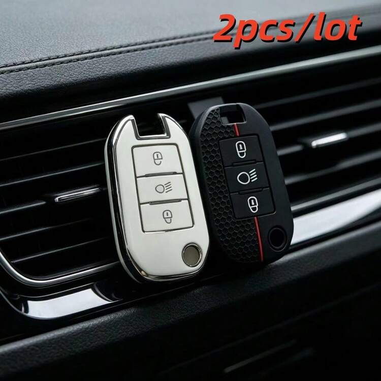 2件/組汽車鑰匙保護套，適用於 Peugeot 208 308 408 508 2008 3008 4008 以及 C4 Cactus Picasso C4L C5 C5 鑰匙套 - 彩色 - 查看 3