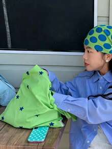 2025新款中式刺繡藝術清新仙氣風布製托特包，單肩手提包，通勤大容量後背包 - 綠色 - 查看 3