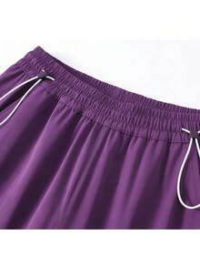 NBCT Women's Outdoor Functional Long Pants, Contrast Stitching Cargo Cut, Zipper Storage Pockets, Hiking Climbing Camping Fitness Multi-Color Casual Pants - Mist Purple - View 3