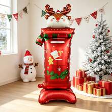 1pc Large Base Deer Mailbox Shaped Balloon, Suitable For Christmas, New Year, Winter Party Scene Decoration, Post Office Entrance Atmosphere Decor Prop - View 5