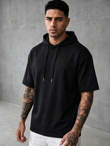 ZYNTH BALENO Men's Summer Fashion Hooded Short Sleeve T-Shirt, Suitable For Gym And Outdoor Sports Black - Black - View 1