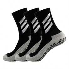 1/5/6/8 Pairs Men's Mid-Calf Silicone Anti-Slip Breathable Comfortable Sports Socks, Suitable For Basketball, Football, Running - Black and White - View 4