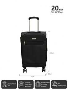 20/24/28 Suitcase, Hardshell/Softshell, Impact-Resistant, Expandable Section For Extra Capacity, Trolley Case, Storage Case, Carry-On, Checked Luggage - Black - View 6