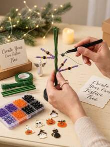 1pc DIY Beaded Christmas Tree Craft Kit+Tools, Colorful Bead And Ornament Components For Handmade Tabletop Holiday DisplayChristmas Decor,Christmas Home Decor,Room Decor, Festive Party Decoration, Seasonal Craft Project, Gift And Winter Home Display - DIY Christmas Tree Kit - View 3