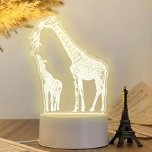 Giraffe Pattern Acrylic LED Night Light, USB Powered Warm Table Lamp, Cute Animal Art Decor, Adorable Bedroom Desktop Home Decoration, Sweet Birthday Holiday Gift For Animal Lovers - Warm white light - View 2