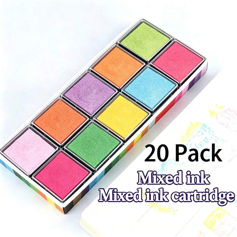 1/2/20pcs Mixed Color Ink Pads, Washable, High Aesthetic, Compact And Portable, Suitable For Crafts, Scrapbooking And Various Activities, Vibrant Colors, Perfect For DIY Handmade, Art Projects, Back To School Stationery, Fun Holiday Gifts, Creative Ink Pads - Multi-color - View 1