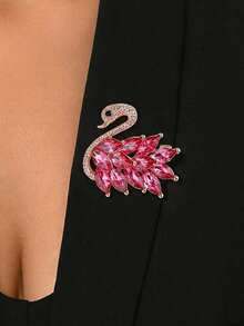 Luxury Heavy Embellished Swan Brooch, Women's Fashion Animal Brooch, Casual Party Accessory/Friend Gift, Suit Decoration - Crystal Swan Brooch - View 8