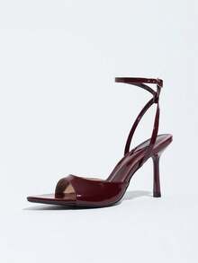 Women's Elegant Mirror Pointed Toe Cross Strap Stiletto High Heel Sandals, Burgundy High Heels, Suitable For Evening Parties And Gatherings - Burgundy - View 7