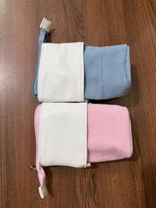 1pc Black/Pink/Blue Canvas Pencil Case, Teen Stationery, Retractable Pencil Case, Zippered Canvas Bag, Vertical Pencil Case. Random Color, Random Packaging - A - View 8