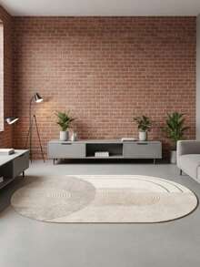 1pc Elegant Easy Line Oval Rug - Ultra-Soft Decor Carpet For Living Room, Bedroom And Bedside - Non-Slip, Thickened, Machine Washable, Floor Mat To - Multicolor - View 4