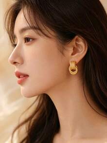 2-6-18PCS Heavy‑Duty Gold Multi‑Style Earring Set Retro Geometric Flower Shell Shield Earrings For Daily Party - Gold - View 13