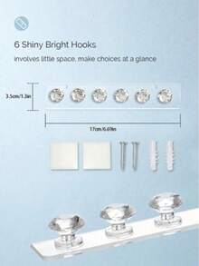 1pc Acrylic Necklace Holder Wall Mount Jewelry Storage Rack With 12 Diamond Shaped Hooks, Gift For Girls & Women - Clear - View 7