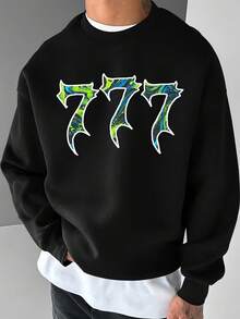 DOPE | 美式復古哥德皇冠背後大印花運動衫 男款漸層字母寬鬆圓領品牌套頭上衣 - 黑色 - 查看 5