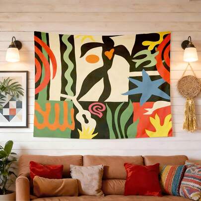 1pc Abstract Nature Wall Hanging - Horizontal Primitive Plant Wall Decor With Plant And Branch Pattern, Suitable For Home, Office, Car, Camping Decoration - Modern Minimalist Art, All Seasons