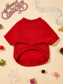 LUCKIE PAL 1pc Christmas JINGLE ALL THE WAY Letter Print Pet Sweatshirt, Anti-Flea, Reduces Shedding, Warm & Breathable, Suitable For Small & Large Dogs And Cats, Indoor & Outdoor - Red - View 8