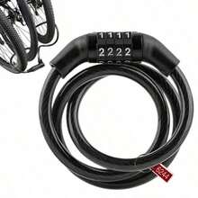 1 buah Kunci Kabel Kombinasi Sepeda Tahan Air Anti-Pencurian Kunci Cincin Kode 4 Digit untuk Sepeda Motor dan Sepeda Listrik - Hitam - View 3
