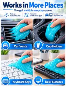 1pc Large Capacity Multi-Purpose Car Cleaning Gel,Car Interior Cleaner,Dust Remover Crevice Cleaner,Car Vent Cleaner,Keyboard Cleaner,Cleaning Putty For Computers,Laptops,Cameras,Desktops,Car Interior,Auto Detailing Tool,Household Cleaning Accessory - Multicolor - View 5