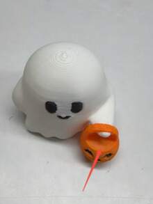 1pc Cute Halloween Ghost Figurine With Pumpkin Bucket, Spooky Desktop Decor, Suitable For Desk, Shelf, Tray, Party And Home Scenes - Multicolor - View 8