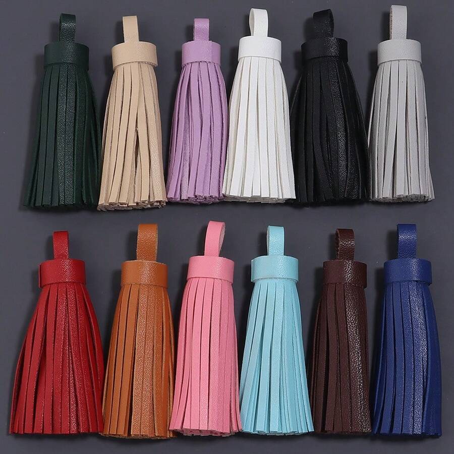 4pcs/Pack Leather Tassel Key Fob, Approx. 9cm Length, Suitable For Clothing, Shoes, Hats, Home Decor PU Tassel Pendant