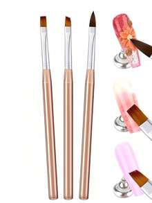 Bộ 3 cọ vẽ nail, cọ dẹt vát góc tạo hình và vẽ móng tay - Nhiều màu - Xem 3