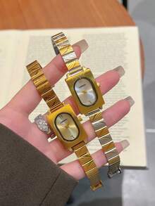 LIANDU 1 Piece Retro Gold Women's Quartz Watch, Daily Wear, Square Case Fashionable Business Gorgeous Simple Style, Holiday Gift Selection - Gold - View 2