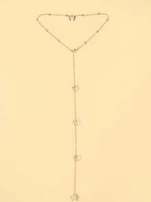 outingfit 1pc Women's Gold Butterfly Back Chain, Exquisite Long Draped Backless Necklace, Suitable For Backless Dresses, Cocktail Parties And Evening Events - Gold - View 7