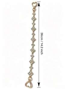 1pc Vintage Square Diamond Coin Tassel Bag Chain, Silver Boho Style Purse Decor Chain, Detachable Clasp Shoulder Bag Accessory Charm - Multicolor - View 3