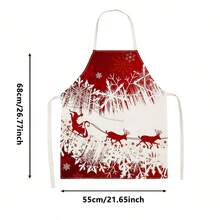 1pc Christmas Santa Claus Reindeer Sleigh Print Apron - Sleeveless Design, Durable And Comfortable Fit, Santa Claus Riding Reindeer Sleigh With Snowflake Pattern, Suitable For Cooking, Baking And Home Cleaning, Household Cleaning, Housework Apron, Hand-Painted Handmade Gardening Apron, Fun Holiday Gift - Multicolor - View 13