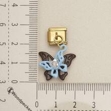 1pc Cute Chocolate Blue Enamel Zinc Alloy Charm, Heart Star Bow Bear Dangle Pendant For DIY Bracelet Necklace Jewelry Making - Blue and Coffee Color-block Design - View 31