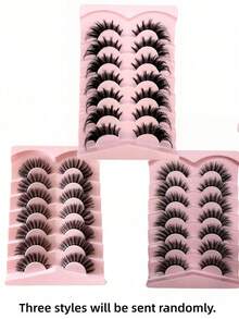 7 Pairs 3D Faux Mink One-Piece Dense False Eyelashes - Black - View 9