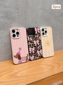 3件裝彩色印花元素 TPU 防震全包覆手機殼 精準保護套 適用於 Apple 11/12/13/14/15/16/17 Pro Max - 彩色 - 查看 2