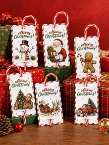 48Pcs Christmas Candy Cane Gift Cards, Vintage Christmas Paper Cards, Santa Claus Snowman Reindeer Gingerbread Design Christmas Gift Tags, Holiday Gift Packaging, Christmas Gift Wrapping, Christmas Gift Packaging, Christmas Decoration, Christmas Party Supplies, Home Gathering Supplies, Christmas Gifts, Merry Christmas, Home Decor, Table Decor, Christmas Party Offers, 2026 Christmas Decoration, Christmas - Multicolor - View 11
