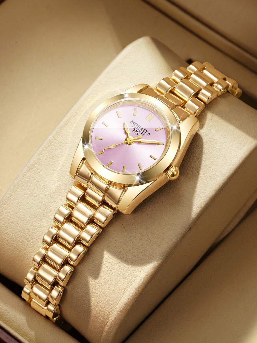 Women's Luxury Minimalist Quartz Watch With Scale Dial, Elegant Alloy Band Wristwatch, Gift For Girlfriend (1pc/Set) Watch Box Not Included - Gold - View 1