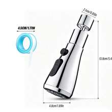 Kitchen Faucet Spray Head | Multi-Spray Mode With Stop Button Faucet Replacement Nozzle, Plus 1 Roll Of Tape - Silver - View 2