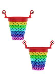 1/2/3pcs Rainbow Monster Kitchen Sink Strainer, Expandable Kitchen Sink Strainer Removable Fun Rainbow Drain Filter Basket, Universal Retractable Protectors Prevent Clogs Colorful Foldable Plastic Food Scrap Catcher Sink Stopper - Multicolor - View 9