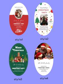 Personalized Oval Cards, Customized Photo And Text, Customized Family Photo Christmas Party Invitation, Merry Christmas Holiday Greeting Card, For Christmas Party Celebration, Customized Christmas Family Gathering Invitation Card, Gift Card/Gift Card/Blessing Card/Invitation/Commemorative Card - Multicolor - View 8