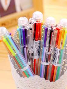 1/3/20/30 buah Pulpen Ballpoint Aneka Warna yang Dapat Ditarik, Badan Transparan, 6 Warna Pulpen, Pulpen Portabel untuk Menulis Jurnal, Menandai, dan Menggambar, Alat Tulis Multifungsi Kreatif untuk Siswa - Set - View 7