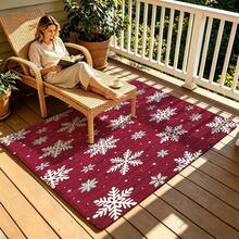 Snowflake Christmas Decor Rug, Machine Washable Non-Slip Indoor Rug, Suitable For Kitchen Bathroom Living Room Bedroom - Multi-color B - View 5