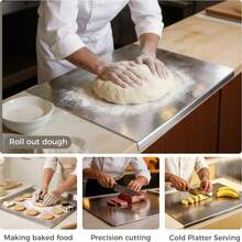 Stainless Steel Cutting Board With Rim, Large Metal Chopping Board, Suitable For Kitchen Countertop, Vegetable And Meat Food Preparation Board - View 7