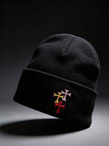 1件男士街頭風十字刺繡無帽簷針織毛帽 Y2K 編織帽 - 彩色 - 查看 15